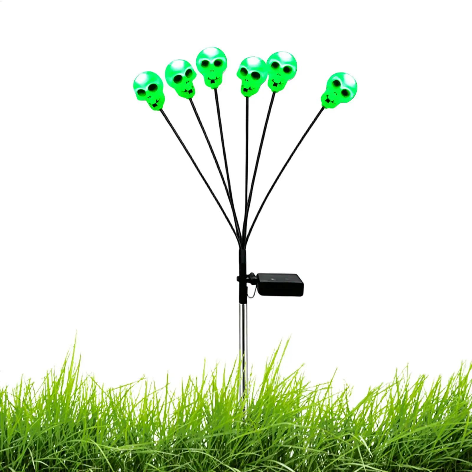 Solar Halloween Lights 6 LEDs Waterproof Skull Stake Lamp Solar Yard Lights For Halloween Party Patio Lawn Garden Pathway Yard