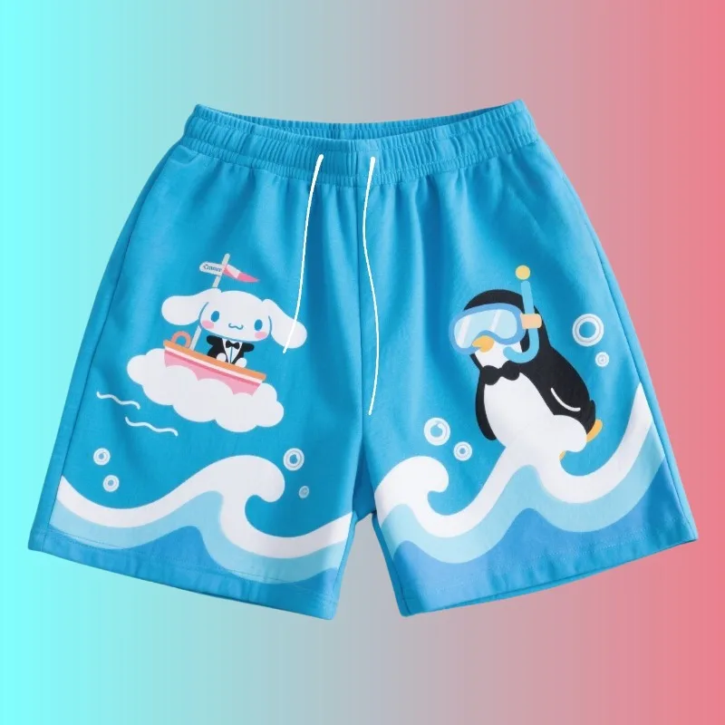 

MOTO-Aliexpress Hot Sale! Blue Adult Shorts with Cinnamoroll & Penguin Ocean Print