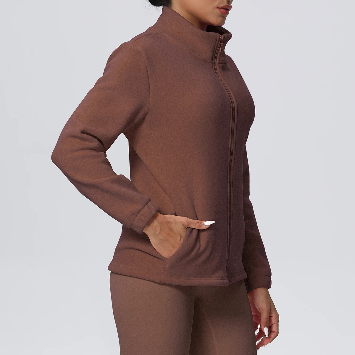 Winter Velvet Yoga Clothes for Woman's Cycling and Skiing Sports Running Yoga Zipper Long Sleeves Jacket Keep Warm Yoga Coat