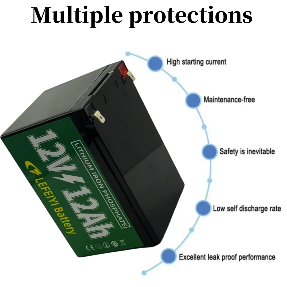 LiFePO4 12V 12AH Battery Pack Lithium Iron Phosphate 12.8V Cells For Electric Marine Motors Solar System