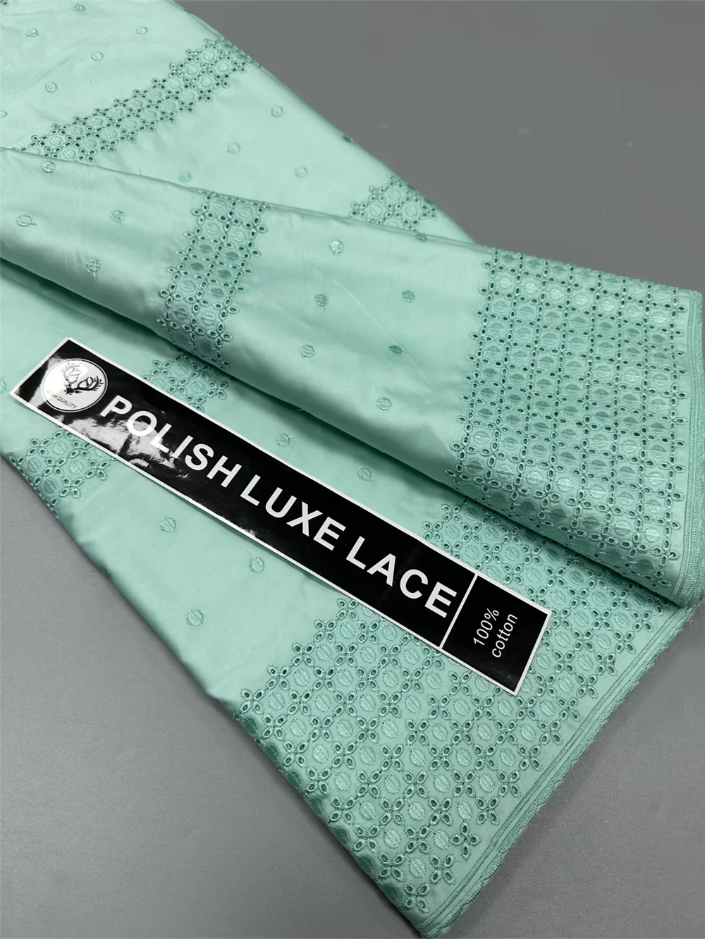 Luxury 5 Yards Nigerian 100% Cotton Polish Satin Embroidery Fabric High Quality Swiss Voile Lace Material For Men Dubai Style FS