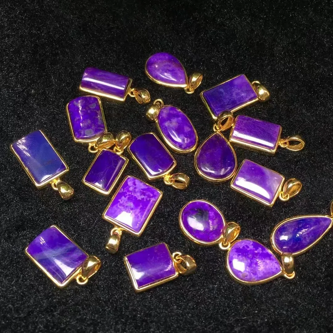 Unit One Piece 925 Silver Buckle With 16.5mm To 20mm High Quality Natural Sugilite Healing Random Shape Pendant