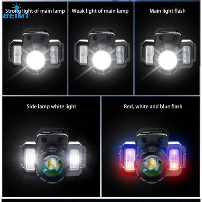 Powerful LED Zoom Headlamp Rechargeable Fishing Headlight Motion Sensor Head Lights for Working Camping Running Cycling Hunting