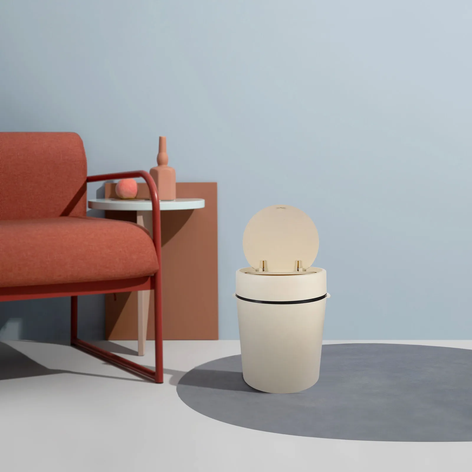 

Компактное мусорное ведро с крышкой, пластиковое, с нажимным механизмом, для ванной, кухни, спальни, офиса, эффективное использование пространства