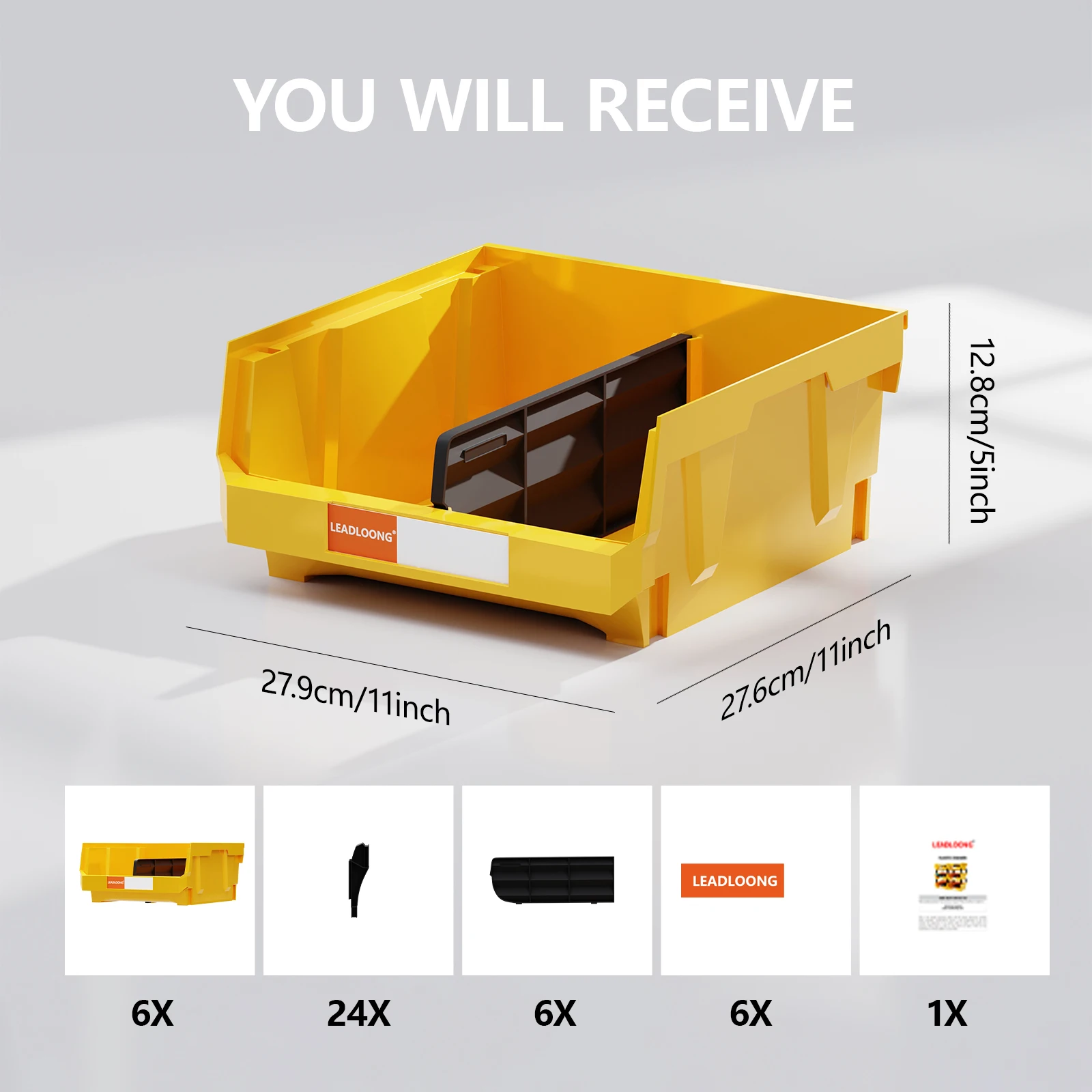 6pcs Large Stackable Tool Storage Bins - Combinable Multi-Tool Organizers with Hardware Storage