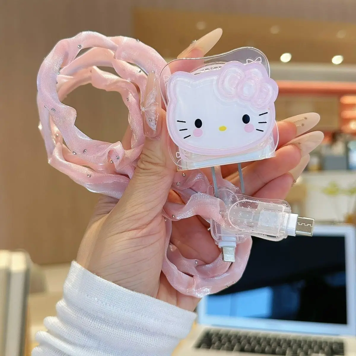 كارتون مرحبا كيتي شاحن كابل بيانات حامي ومجموعة لف ل 20 واط شاحن سريع محول شاحن الهاتف ﻿