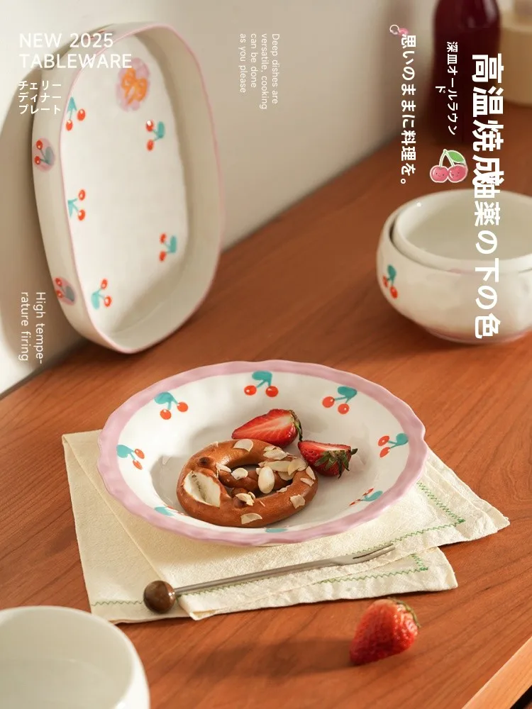 

April Cerc Breakfast Plate Cute Dert Di Special Good Looking Home Use Deep Di Underglaze Color Universal Handmade