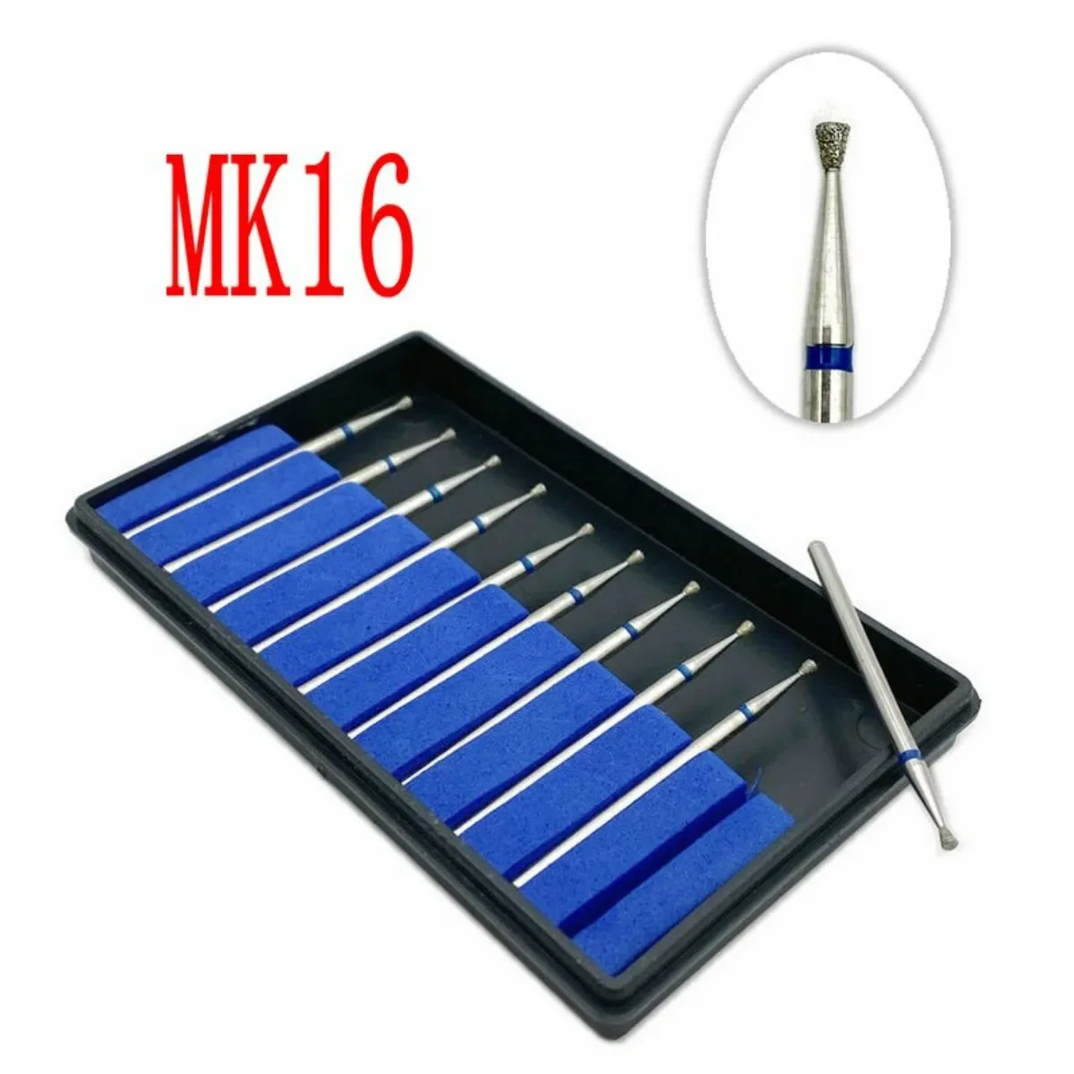 

10pcs Diamond Nail Drill Bits Dentistry Tools Diamonds Grinding Polisher Craft Polishers 2.35mm Shank MK16