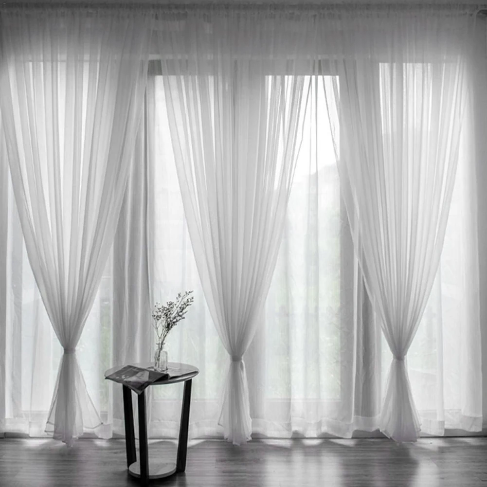 Voltsify Sheer Voile Window Curtain Panel, 100cm W X 200cm H