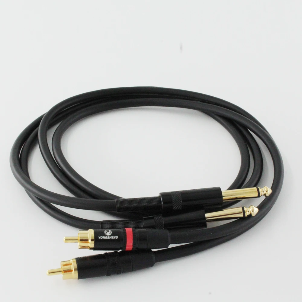 DIY HIFI Dual 6.35mm To 2 RCA Audio Cable 2 RCA To 6.5mm DJ Mixer Audio Signal Prolink Standard 100 Oxygen-free Copper Line