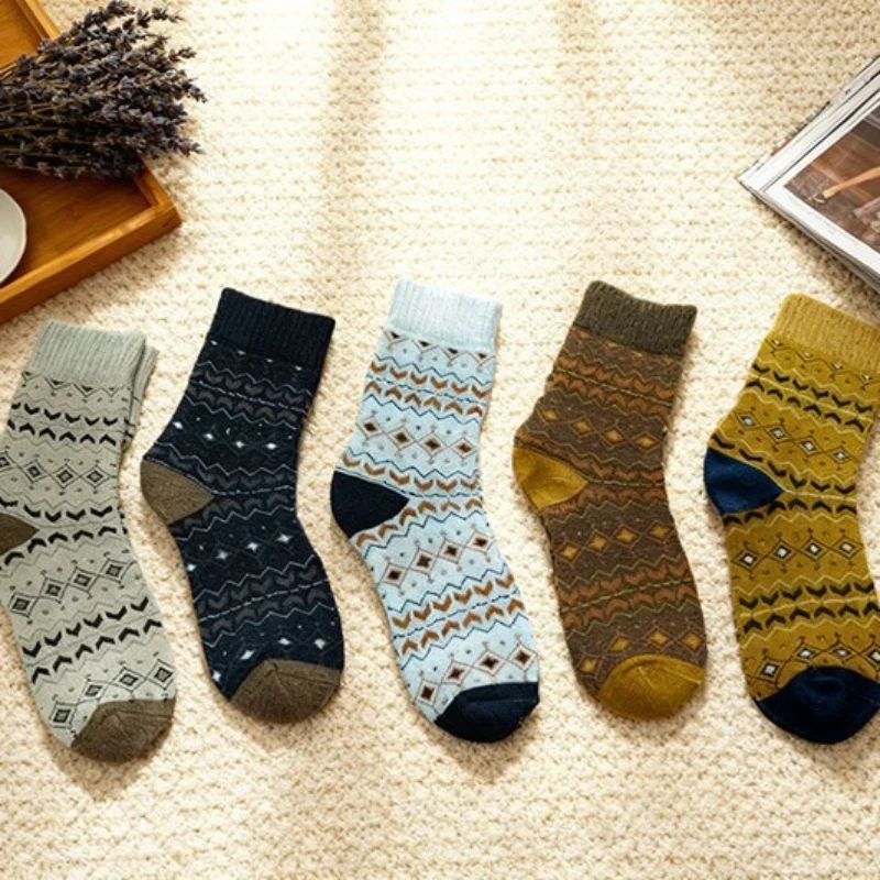 1/5 Paar dicke mittellange Wintersocken für Wärme, Schweißabsorption, Einfachheit, Komfort, Freizeitkleidung