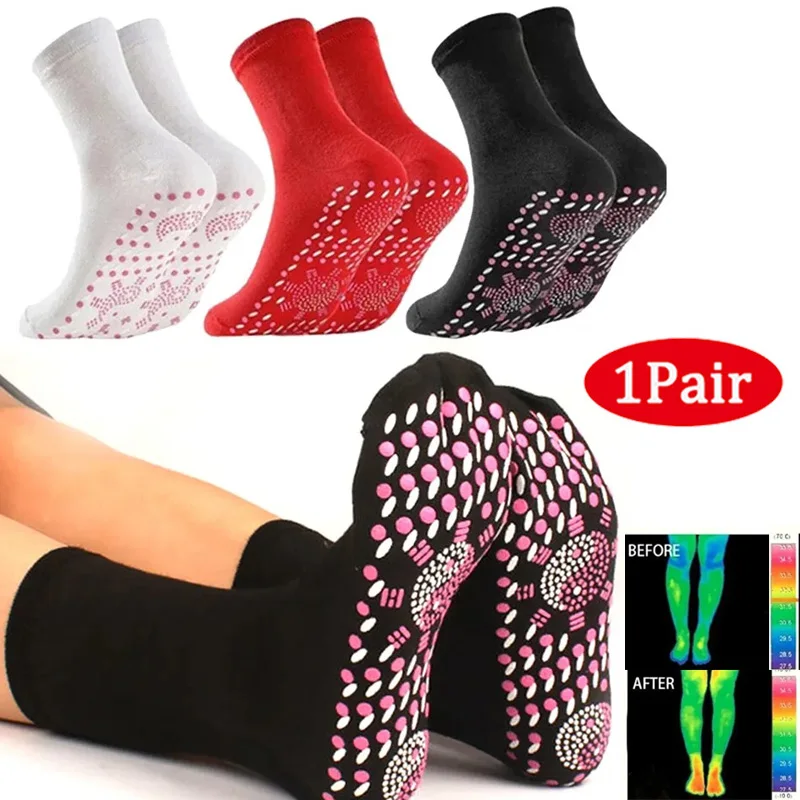 Tourmaline-Chaussettes de santé amincissantes auto-chauffantes pour hommes et femmes, chaussette thermothérapeutique, 1 paire, 3 paires, 5 paires, 6 paires