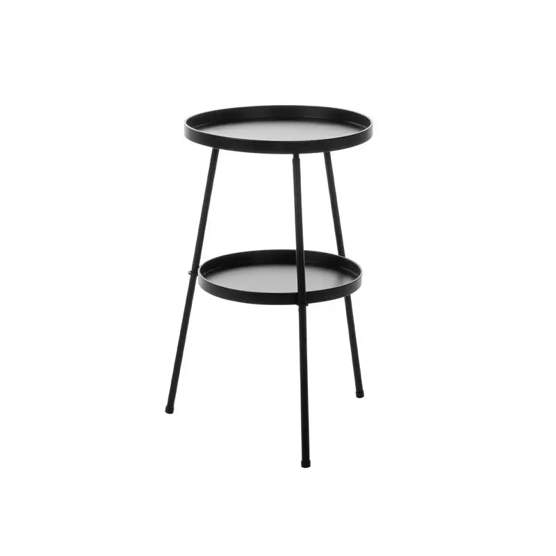 

Круглый металлический двухъярусный небольшой приставной столик для внутреннего и наружного использования, черная отделка