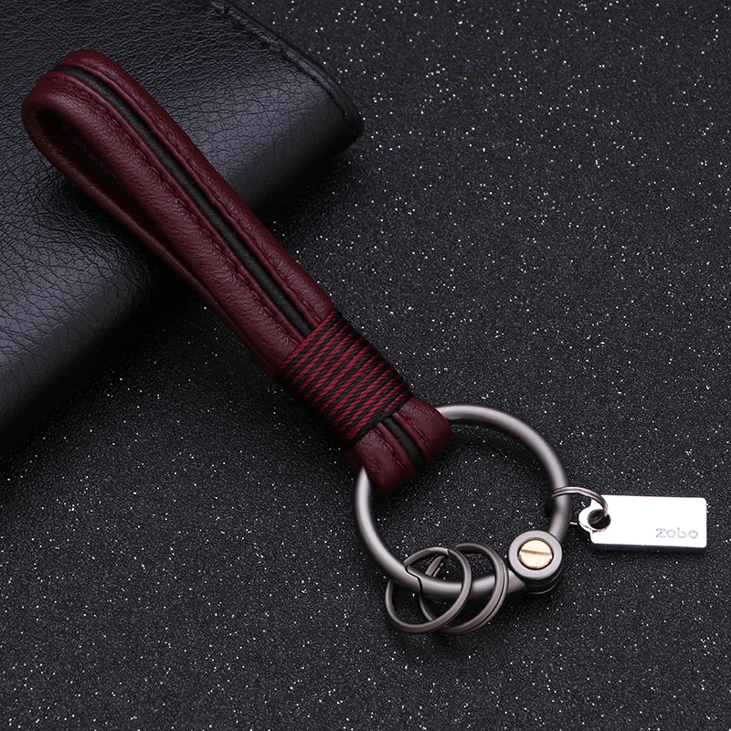 Luxury Lambskin Key Chain Leather Woven Rope Men Women Keychains Classic Car for Key Ring Holder Best Xmas Gift Dropshipping