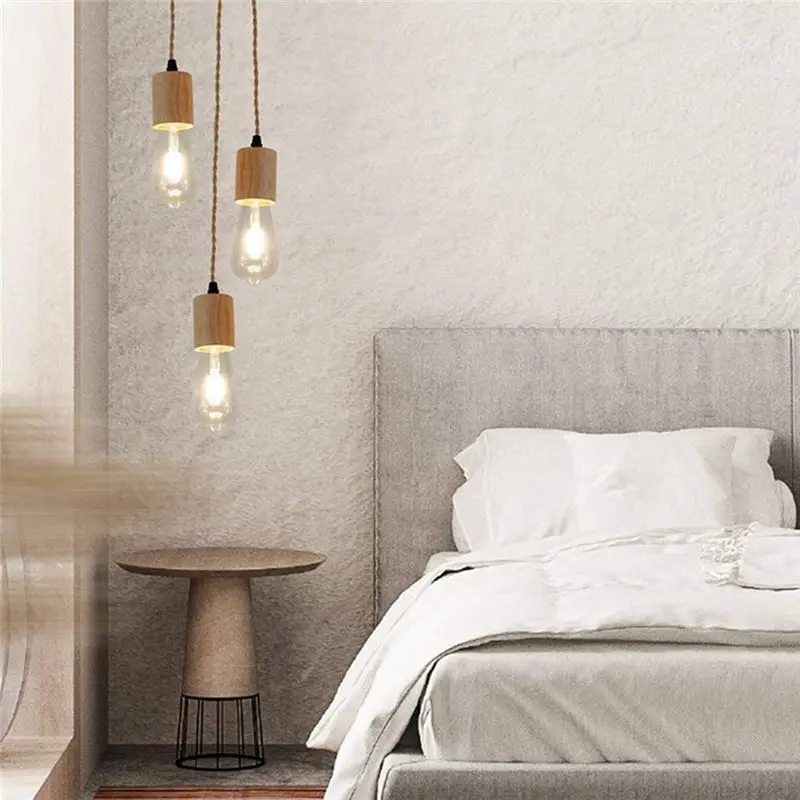 Kit cavo per lampada a sospensione A24F-Wood, cavo per lampada da sospensione industriale vintage da 14,76FT con corda in nylon intrecciata E26