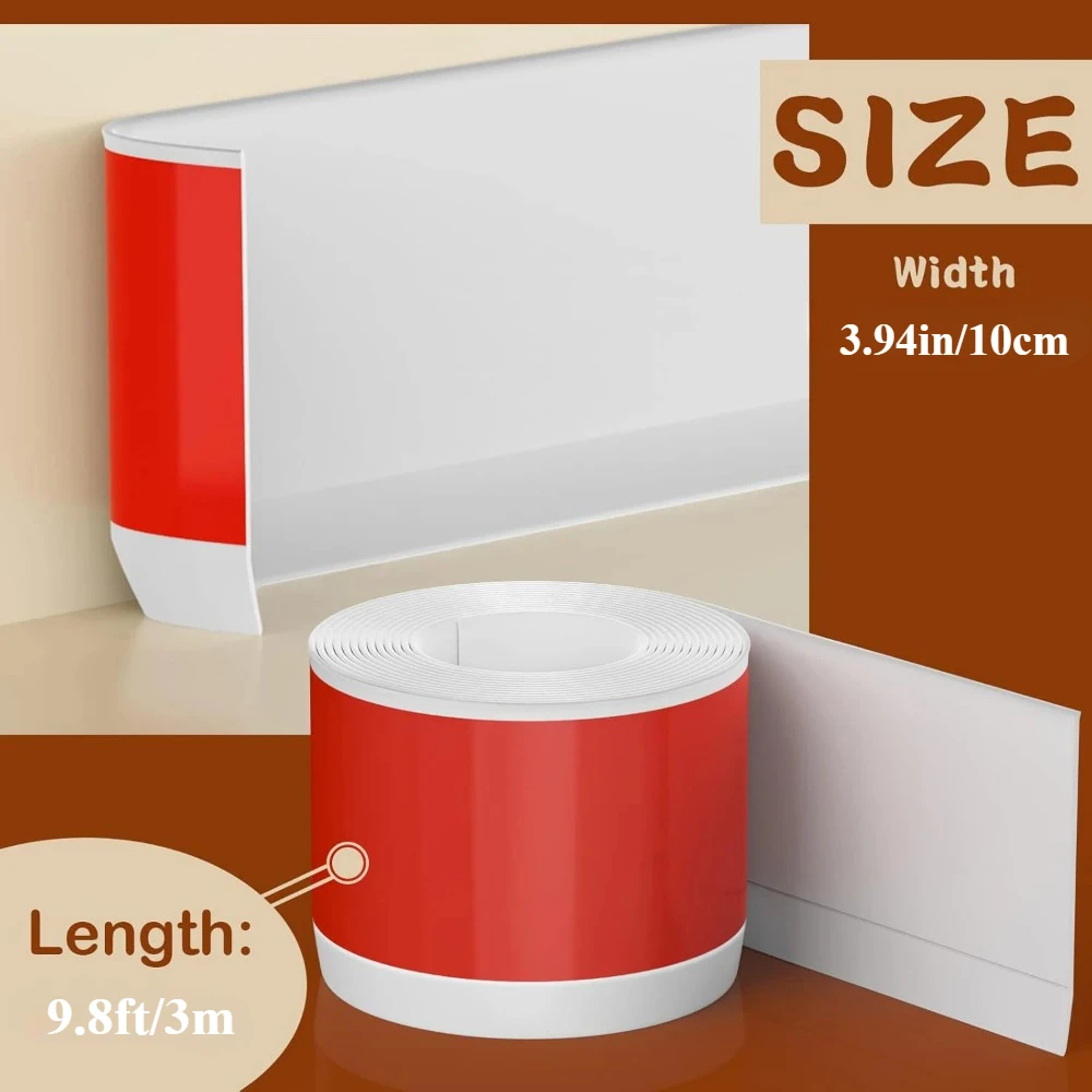 1PC 3M Baseboard Self Adhesive Molding Wall Trim Flexible for Decorate White Put Desktoo Pvc Skirting Covers