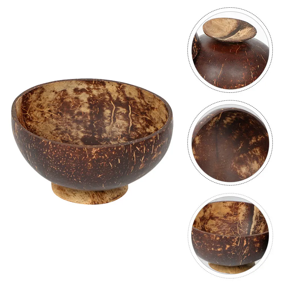 

1 шт. Чаша из кокосового дерева, полированная, легкая, многофункциональная, для хранения закусок, салатов, десертов, завтраков, рамена, мороженого, ключей, столовых приборов