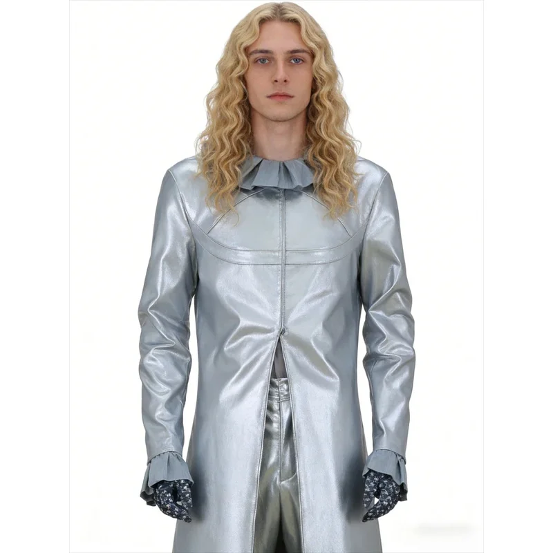 

Euro 7 Cos Big President Villain BOSS Funny Valentine Silver Trench Coat Full Set of Role-playing Halloween Role 【【【2