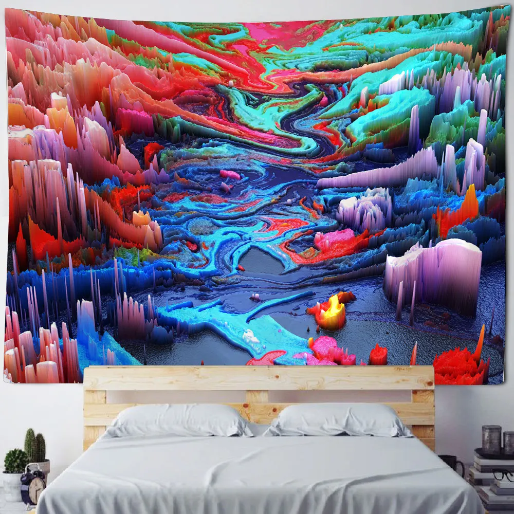 Paint Graffiti Landscape Wall Hanging Tapestry Art Deco Blanket Curtain Hanging Home Bedroom Living Room Decor