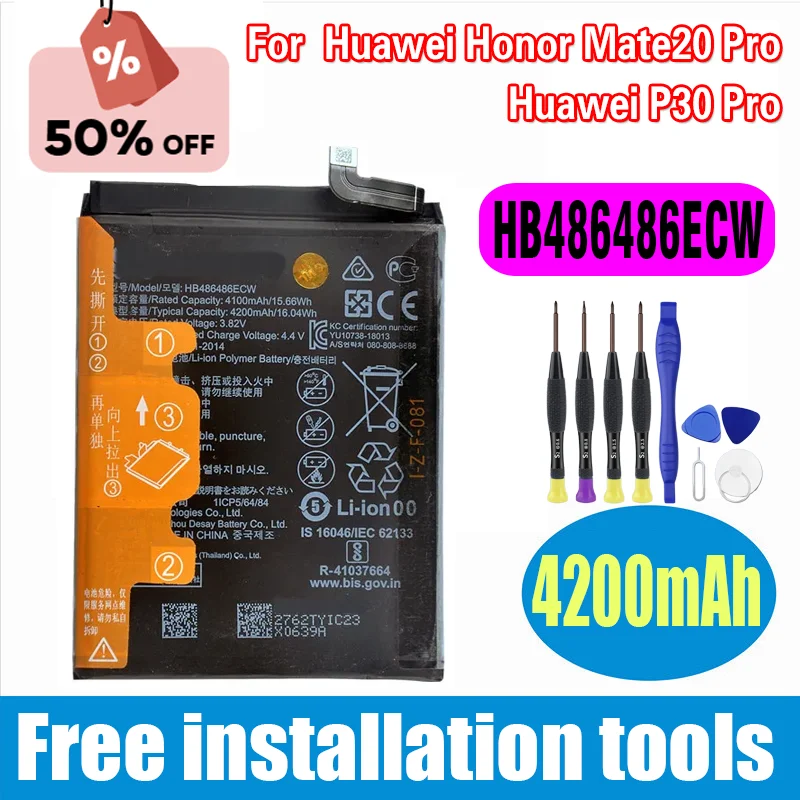 

High-Quality HB486486ECW 4200mAh Phone Battery For Huawei P30 Pro/ Mate20 Pro Replacement Batteries.