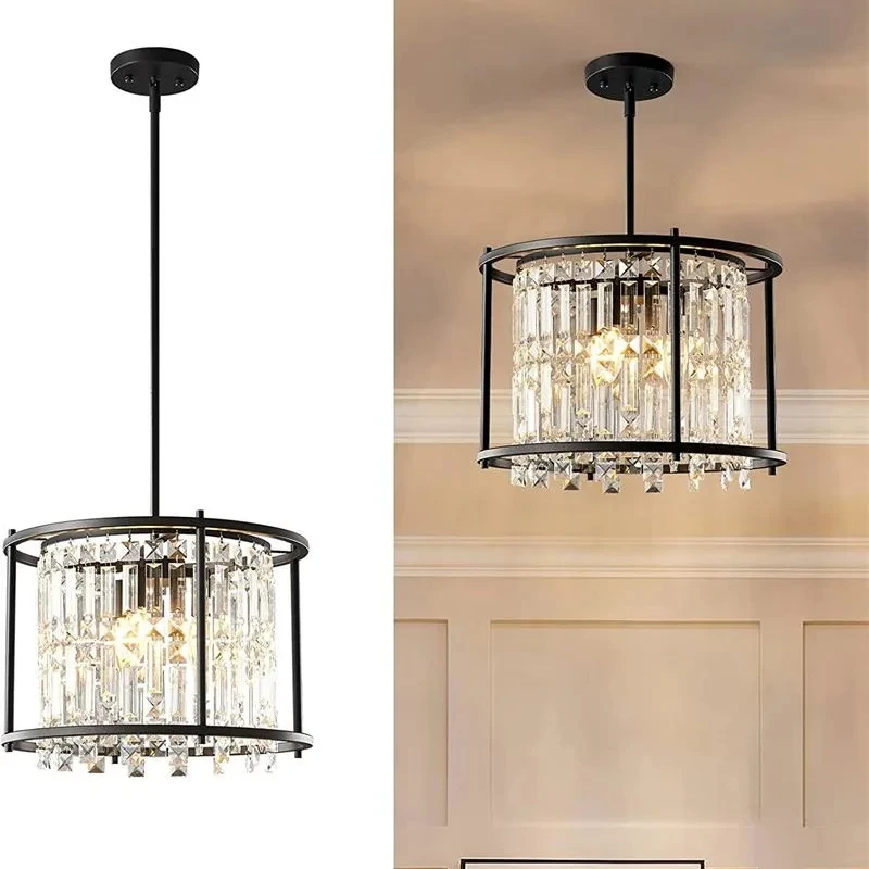 Modern K9 Crystal Chandelier Hanging Lamps For Ceiling Lamp Lustre Design Vintage Pendant Light for Living Room Dining Bedroom