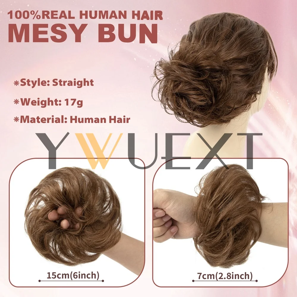 Curly Natural Human Hair Bun Chignon Updo Donut Real Hair Extensions Flexible Elastic Band Hair Piece 9 Colors Available image 6