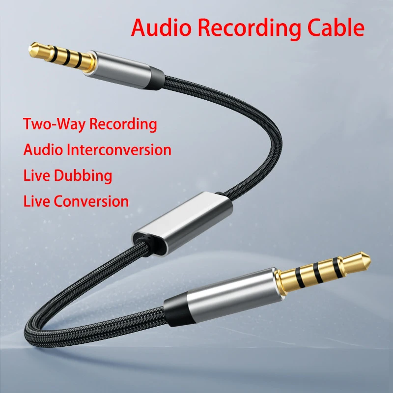 

Dual 3.5mm Stereo Audio Cable: ASMR/Game Recording, Chip Noise Reduction, Alloy+Gold Connector for Phone/PC