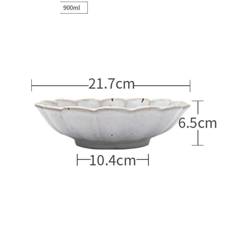 Japanese retro ceramic flower shaped tableware household kitchen restaurant supplies soup noodles bowl fish plate dinner plate