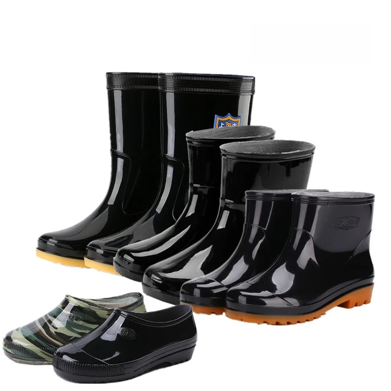 

Low-Top Men's Rain Boots ort Tube Work Boots Anti-Slip Waterproof Kitchen Slip-Resistant Labor Protection oes Water Boots