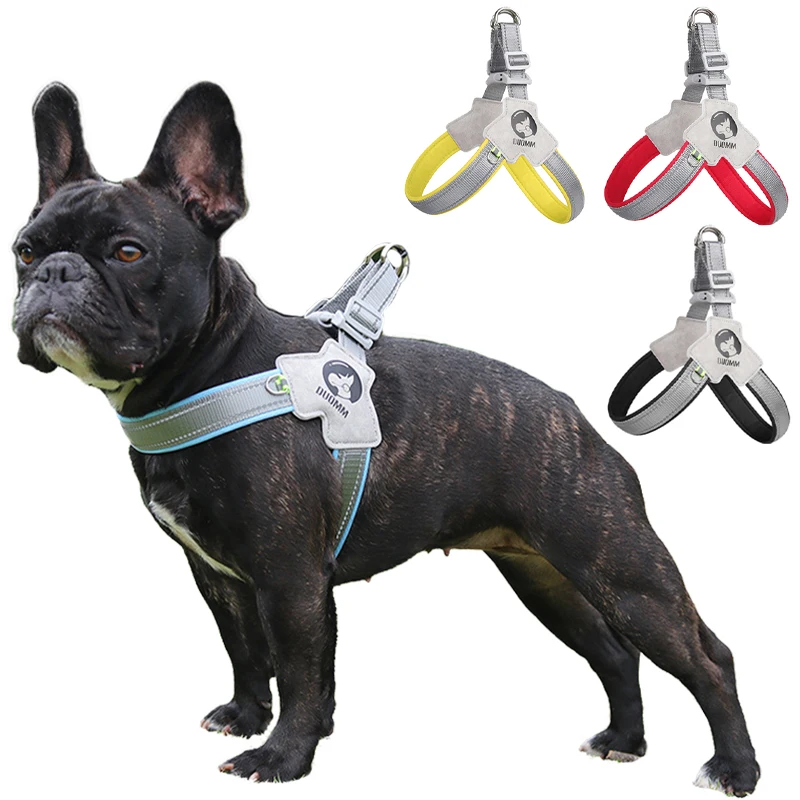 Reflective Pet Dog Harness Saddle Style Breathable Dog Chest Strap for French Bulldog Collar Small Medium Dogs Puppy Harnesses