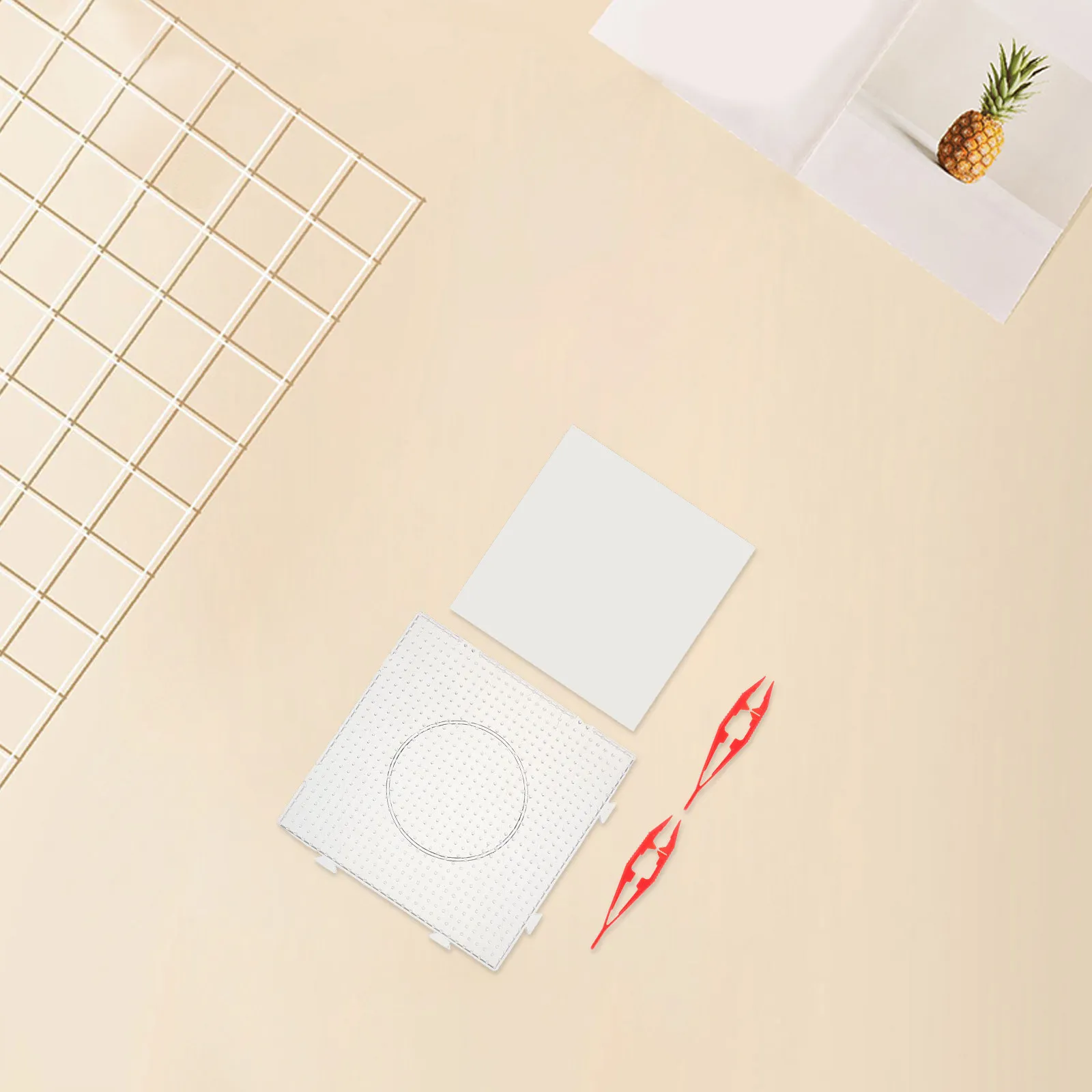 1 Set Fuse Beads Pegboard Large Transparent Plastic Boards Connectable Fuse Bead Craft Tray Tweezers Ironing Sheets DIY