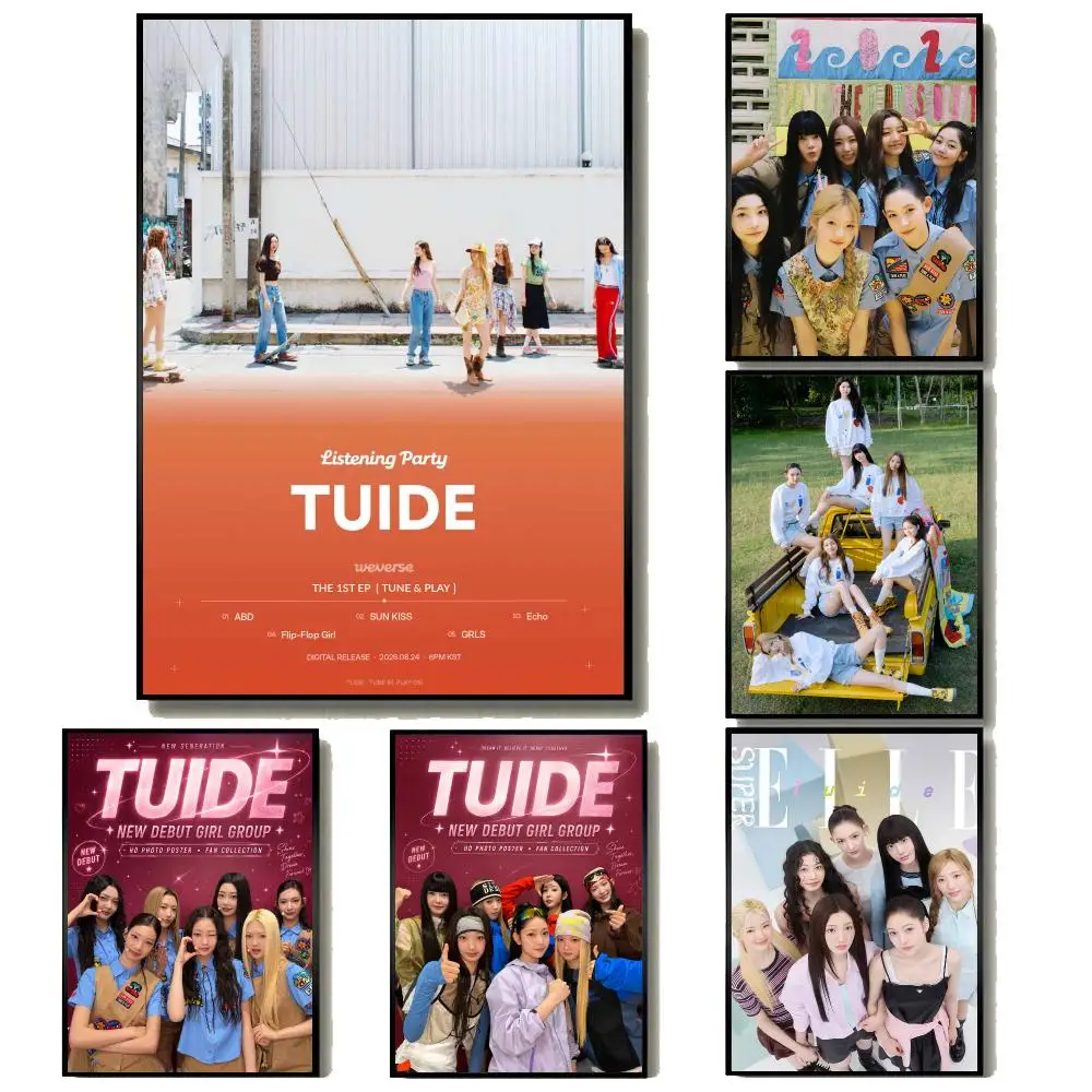 K-Pop Girl Group T-TUIDE Poster Moderne Minimalistische Wandkunstdrucke für Wohnungsdekoration, Schlafzimmer und Wohnzimmer