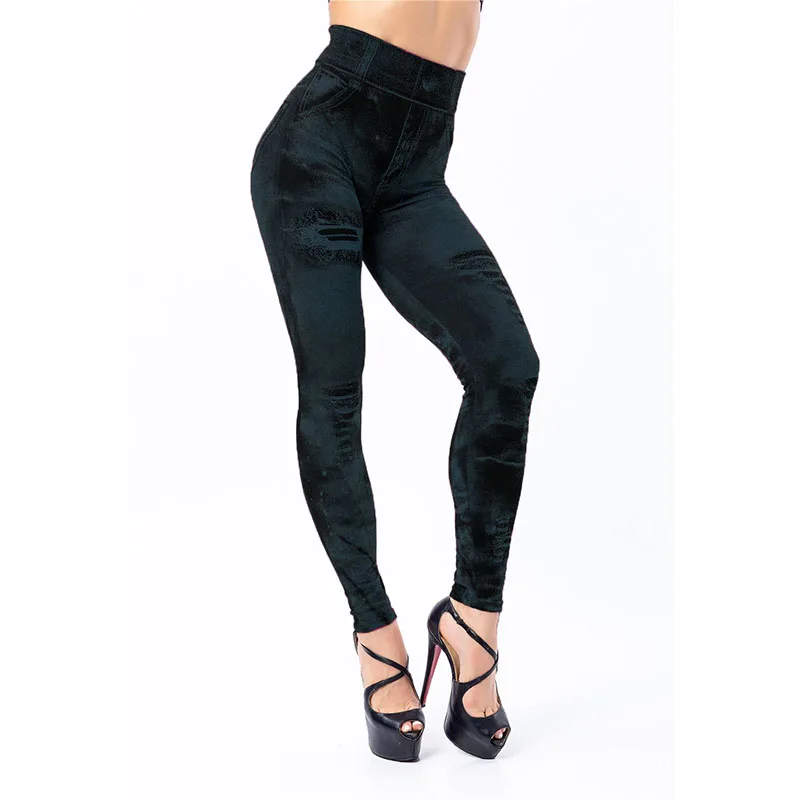 Mallas elásticas de imitación para mujer, mallas ajustadas sexis a la moda con realce para gimnasio, mallas informales simples de cintura alta, ropa de calle