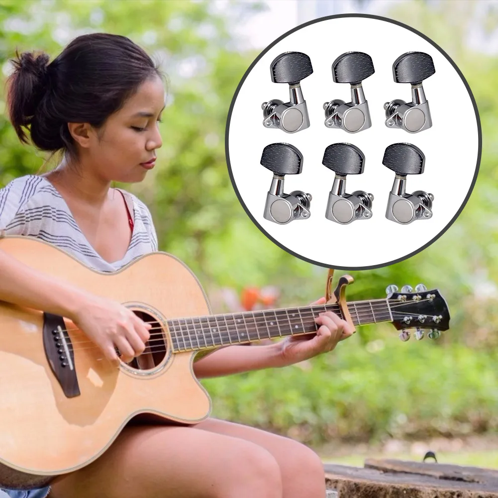 6 قطعة رؤوس آلة المقبض المغلقة المستقبلون ارتداء سلسلة مقاومة ضبط الوتد آلة الغيتار رؤساء المقابض للجيتار الصوتي #2
