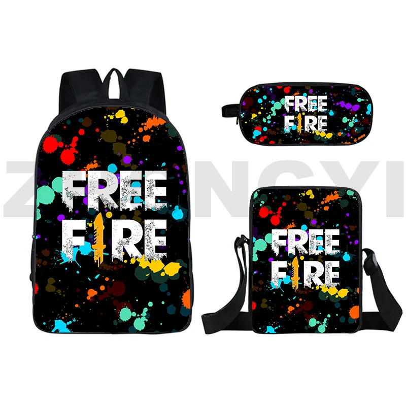 Top Quality Free Fire Garena Bookbag 3 Pcs/Set Anime Harajuku Free Fire Game 3D Backpacks Children Cartoon Canvas Shoulders Bags