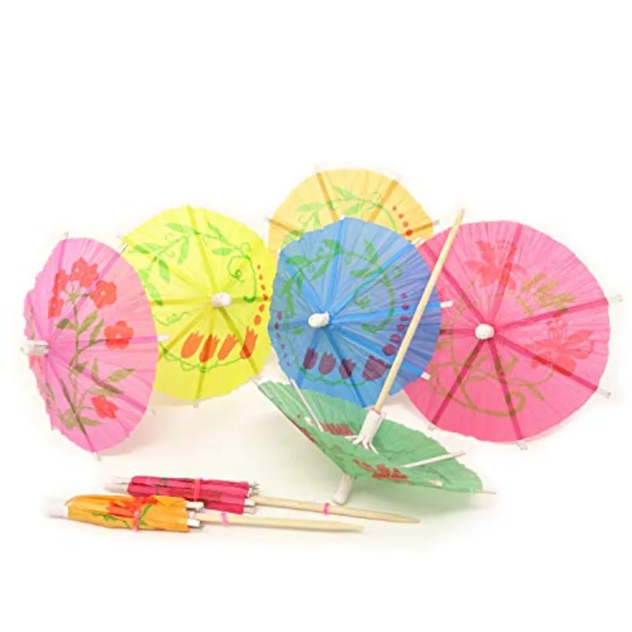

Honbay 144PCS Assorted Colors Paper Parasol Umbrella Cocktail Picks Cupcake Toppers for Hawaiian Party, Summer Beach or Pool Pa