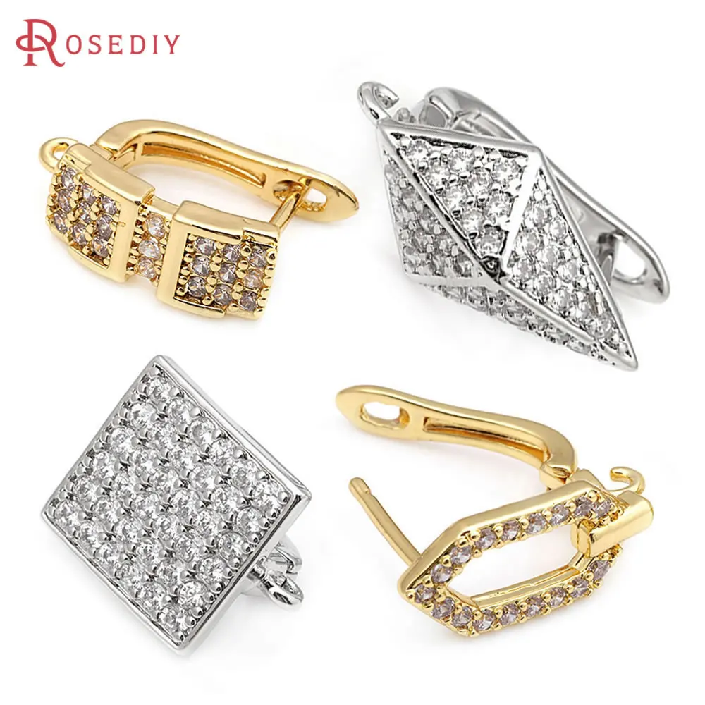 

4PCS 18K Gold Color Brass with Stud Pin Earrings Hooks Women's Earrings High Quality Diy Accessories