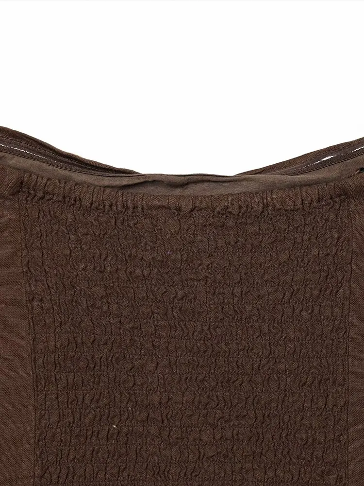 2025 الصيف مطوي المرأة المحاصيل القمم واحدة الصدر الديكور البنطال القصير قبالة الكتف بلوزات بلا حمالات للنساء قمة الحفلات