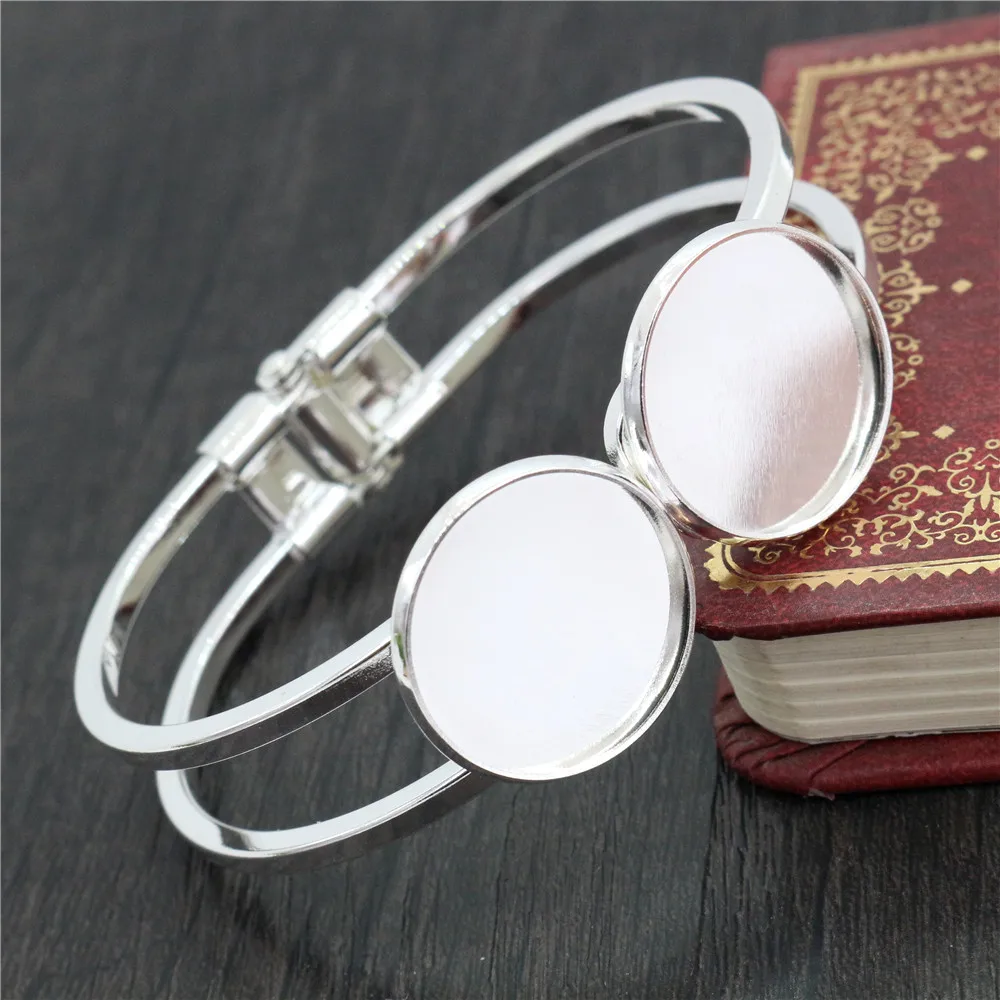 Wysokiej jakości 20mm posrebrzane brązowy pistolet czarny bransoletka baza bransoletka puste ustalenia taca Bezel ustawienie Cabochon Cameo — zdjęcie 4