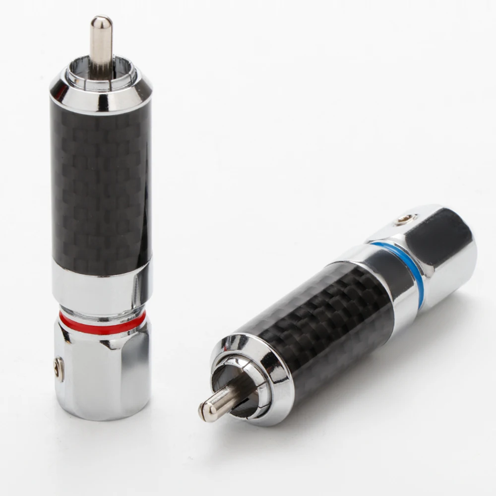 HiFi Rhodium RCA-Stecker, Audio-Buchse, Kohlefaser-Gehäuse Lautsprecheranschluss, Männlicher Lötstecker, Schraubverriegelung Ohne Löten – Detail 7