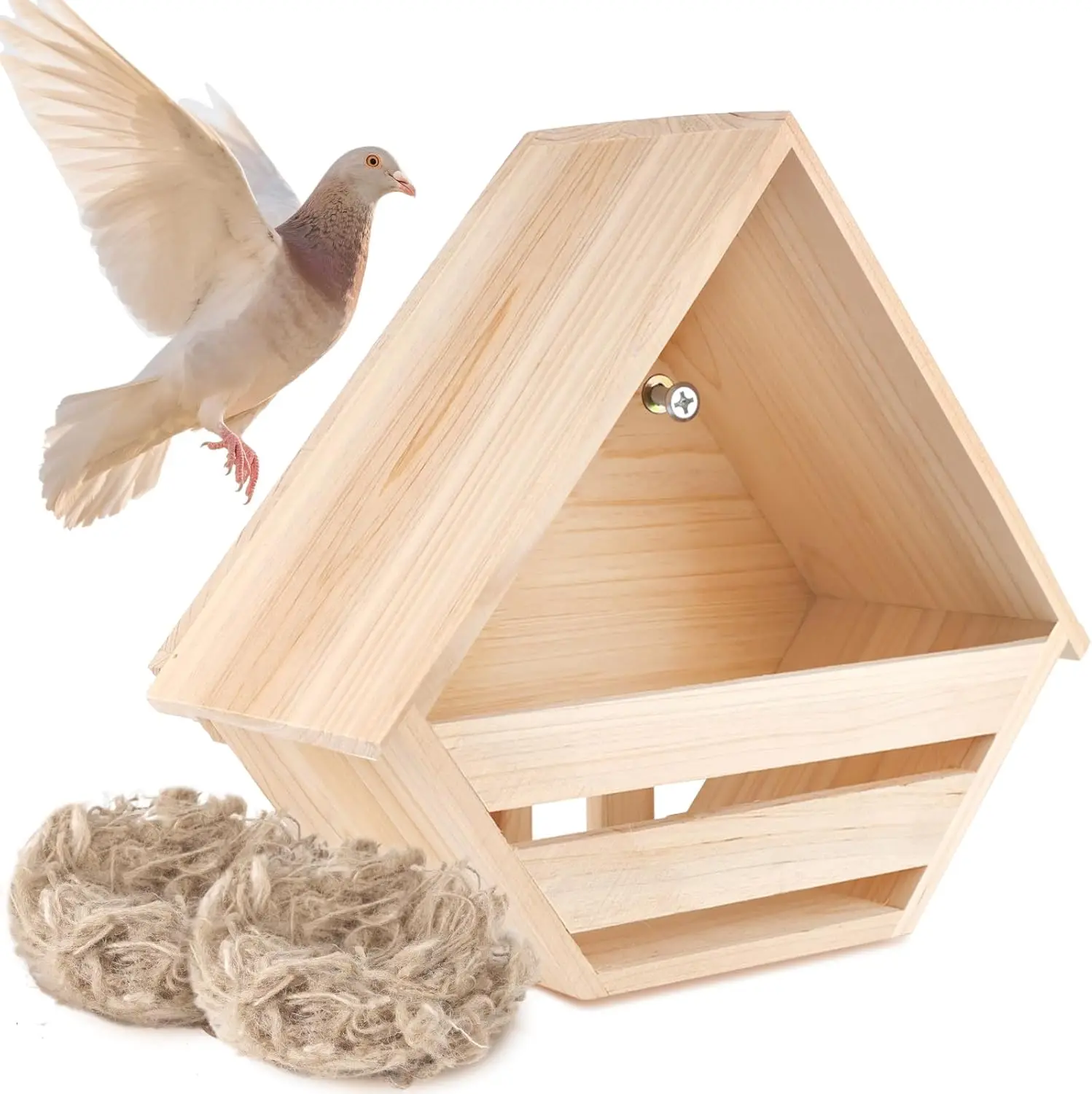 

Wooden Dove Nesting Box Birdhouse Shelter for Pigeons Outdoor Garden Decoration