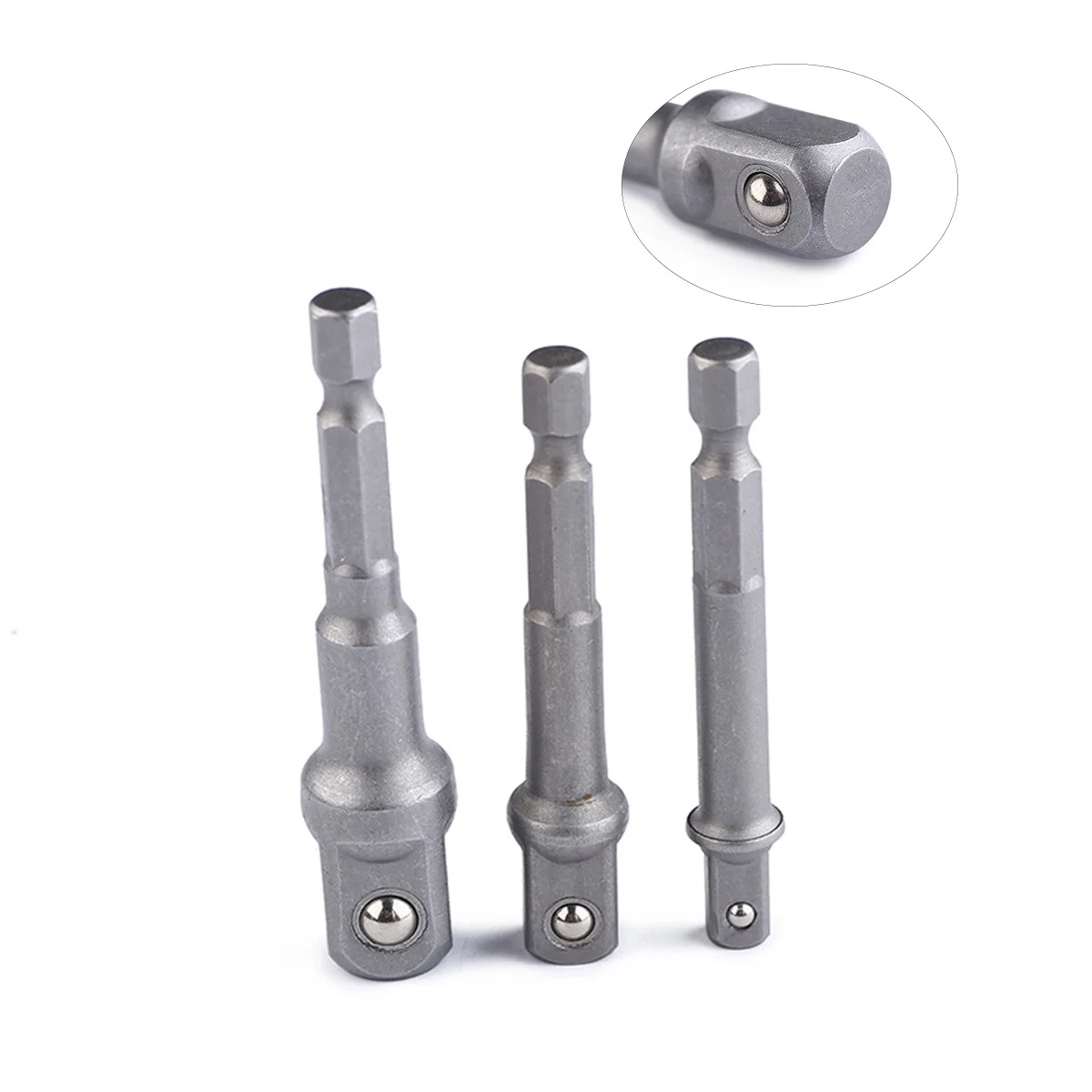 

3 pcs Socket Adapter Set 1/4" 3/8" 1/2" Right Angle Drill Attachment Heavy Duty Stainless Steel Hex Bit Holder Universal