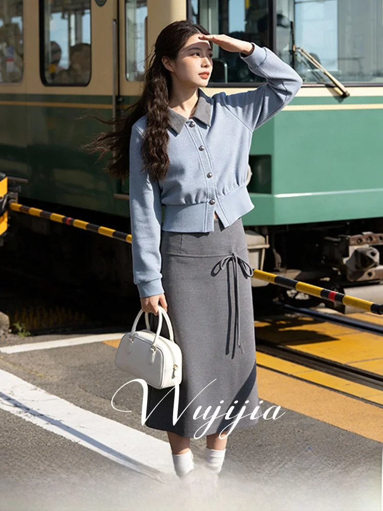 

Faionable Ne Long Sve Set High Waist Polyester Blend Thi Winter Outfit for plus Size Women Ele Sle