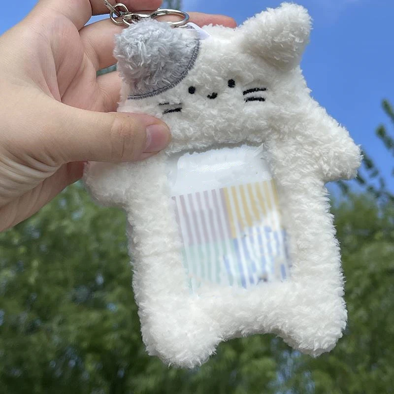 Kawaii animal 3 Inch Plush Kpop Holder Cute Idol Postcards Storage Card Bag Collect Organizer Bag with Pendant stationery