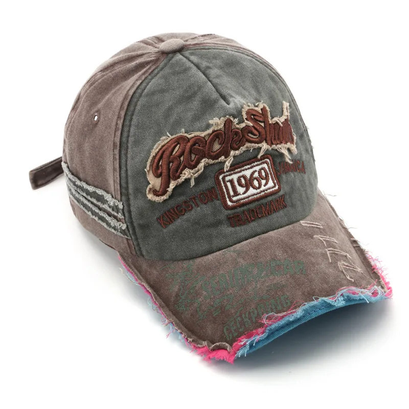 قبعة 1969 ريترو غسلها رسالة قديمة التطريز ممزق قبعة العصرية الذكور شخصية الإناث ظلة قبعة بيسبول القبعات للرجال