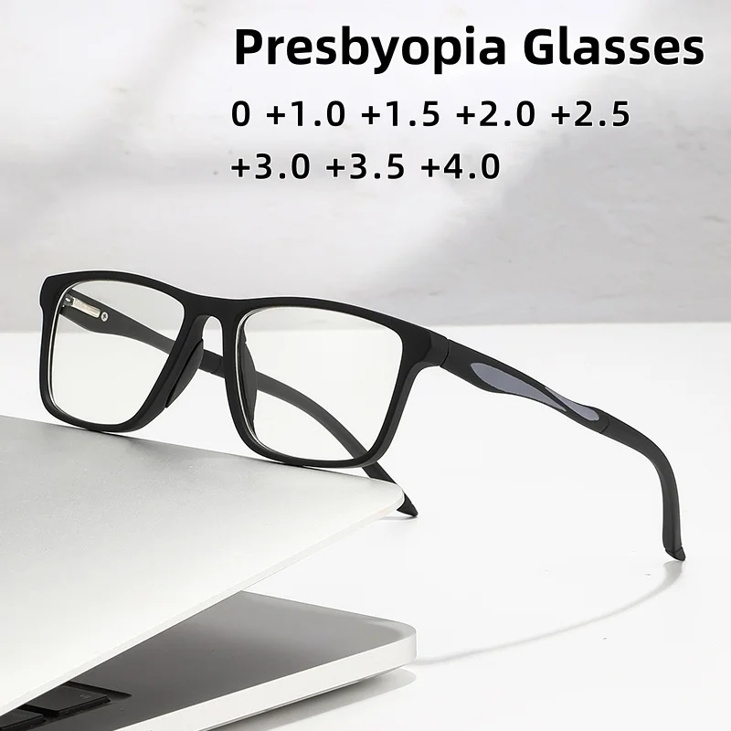 

Fashionable Sports Anti Blue Light Presbyopia Glasses Ultra Light Anti Slip High-definition Spring Foot Glasses Diopter To +4.0