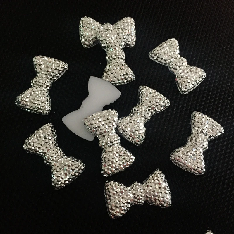 Hot 40 pieces gold silver bow resin flat back wedding scrapbook party decoration head jewelry accessories