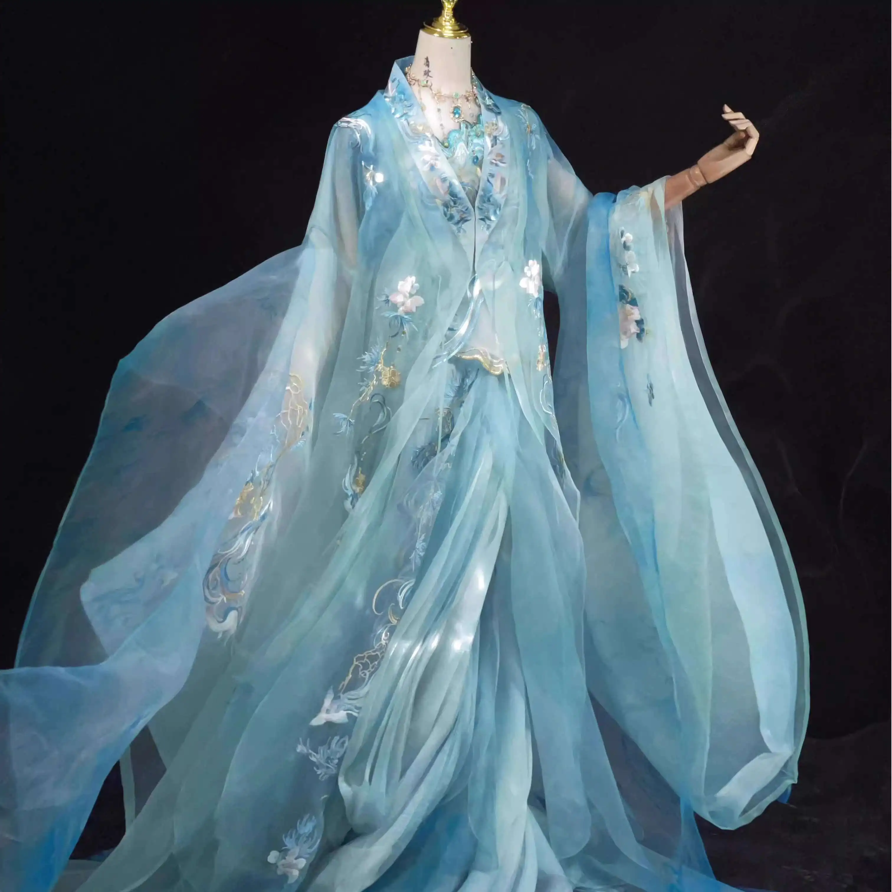 Qingqiu التطريز القديمة زي كبير الأكمام تحسين الدول المتحارب Hanfu النساء الكبار الجنية الثعلب الربيع الصيف نمط رائع #1