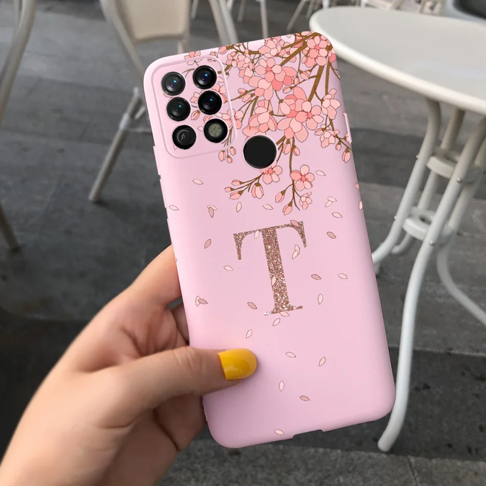 Fashion Initial Letter Case For Tecno Pova 2020 LD7 LD7j Pova2 Pova3 Soft Silicone Cover Cases For Tecno Pova 2 3 LE7 LE7n LF7n