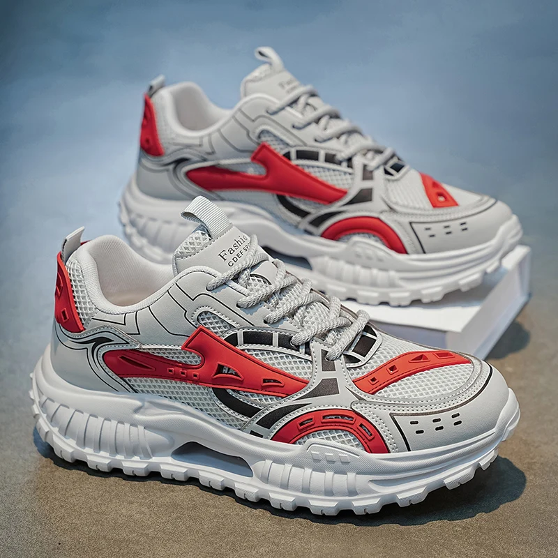 Fashion Chunky Sneakers for Men Solid Colour 2026 New Man Casual Shoe Outdoor Anti Skid Male Vulcanize Shoes Tennis Thick Sole 7